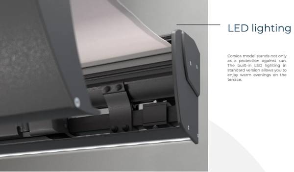 Hovedbilde Kassettmarkise m ledlys, Bredde 535-590 cm x 260 cm utfall